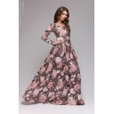 Длинное хлопковое платье с крупным цветочным принтом
