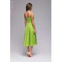 Зеленое платье длины миди с цветочным принтом и открытым верхом