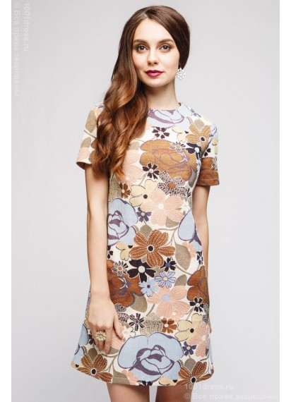 Платье длины мини с крупным цветочным принтом
