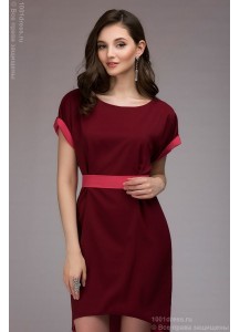 Платье разноуровневое двухсторонее бордово-кораллового цвета