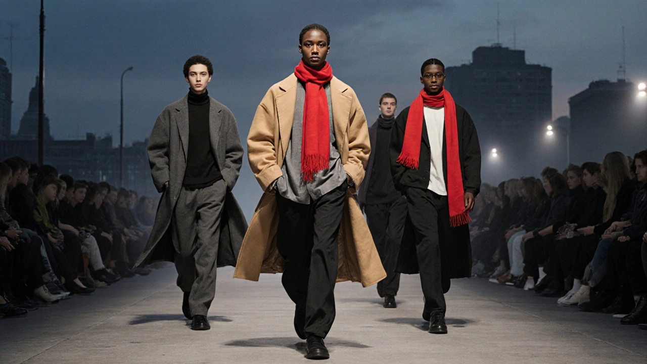 Гендерно‑нейтральный показ в Москве с моделями в оверсайз‑плащах.