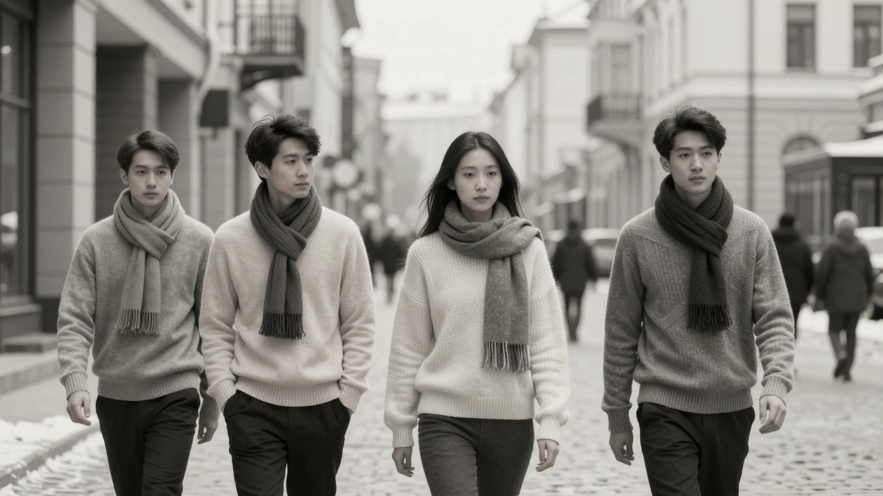 Люди в кашемировых свитерах идут по зимней московской улице в тишине.