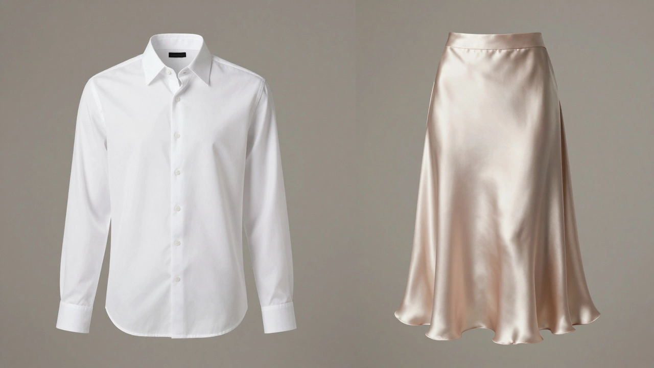 Сравнение структурированной рубашки из перкаля и струящейся юбки из сатина