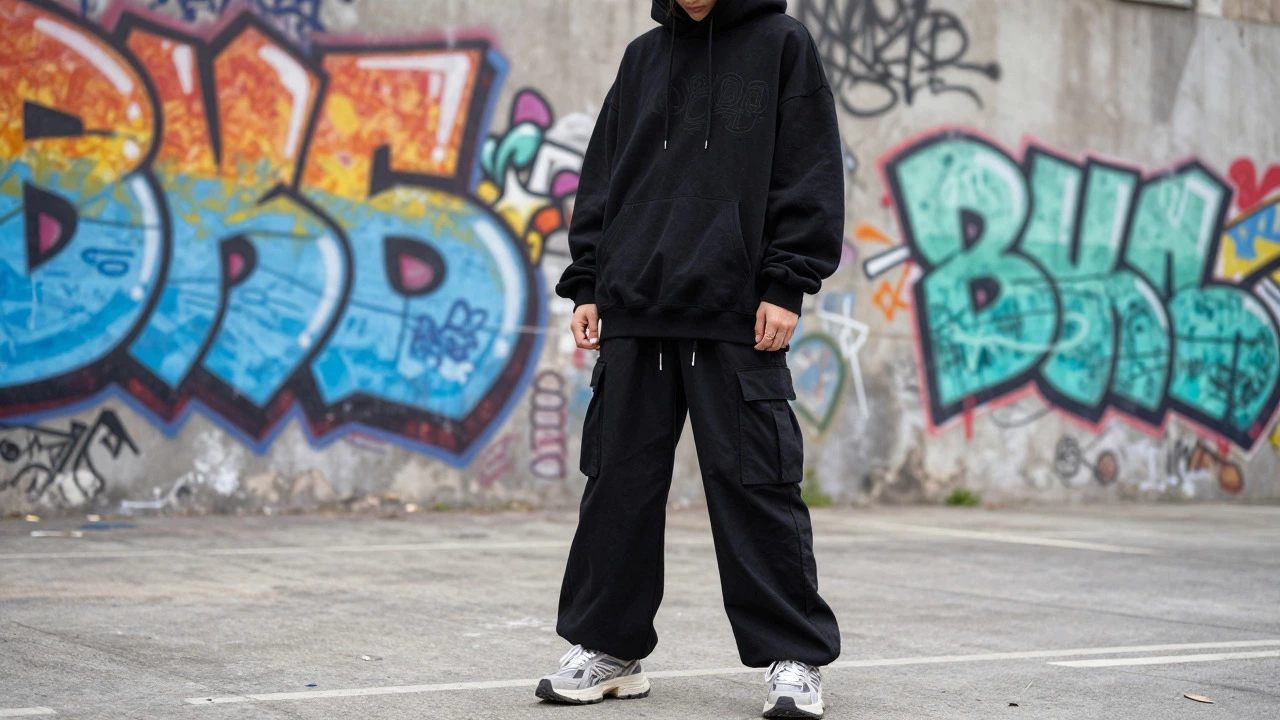 Oversized Streetwear hoodie and chunky sneakers
